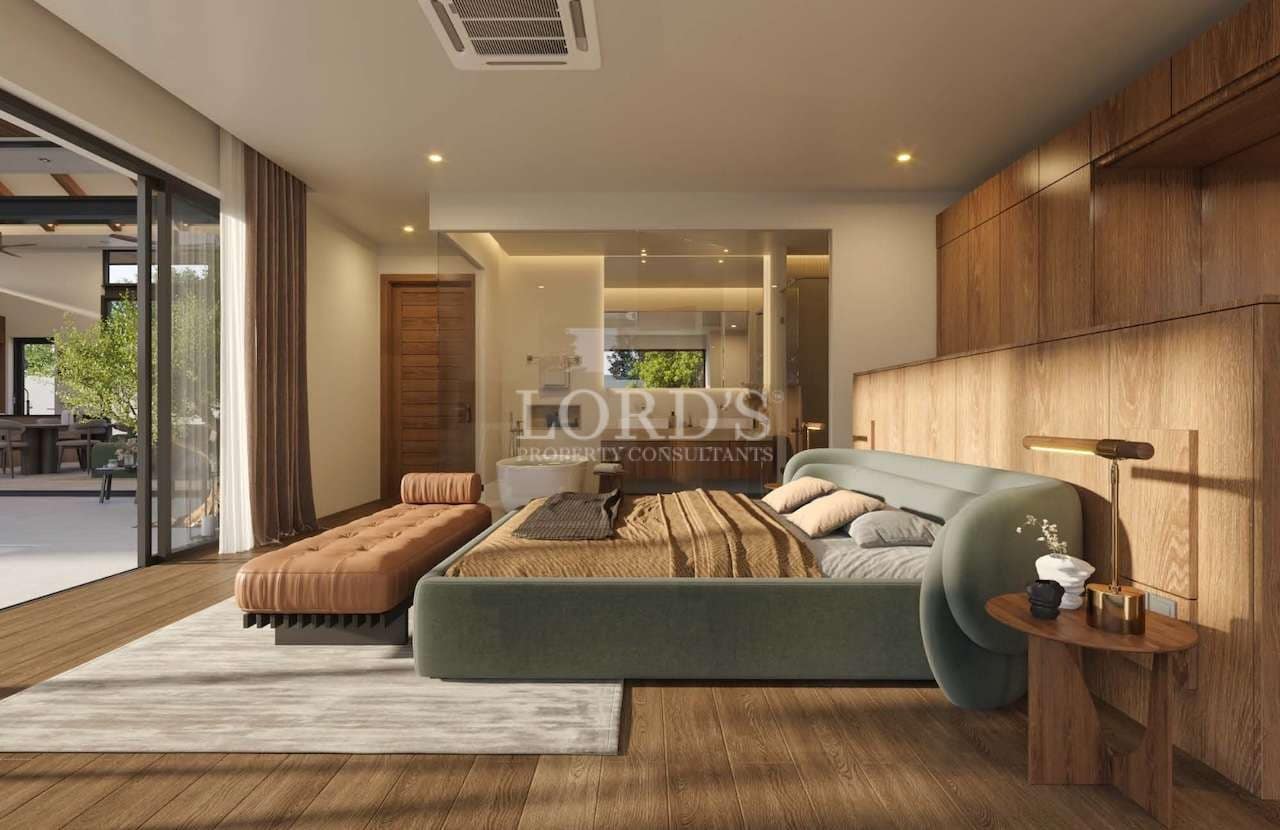 Modern bedroom with stylish furnishings