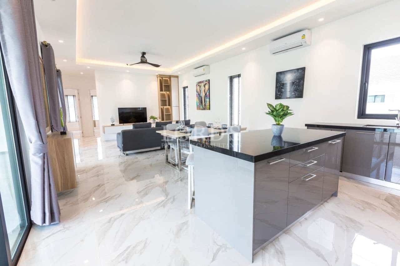 Modern kitchen and living area