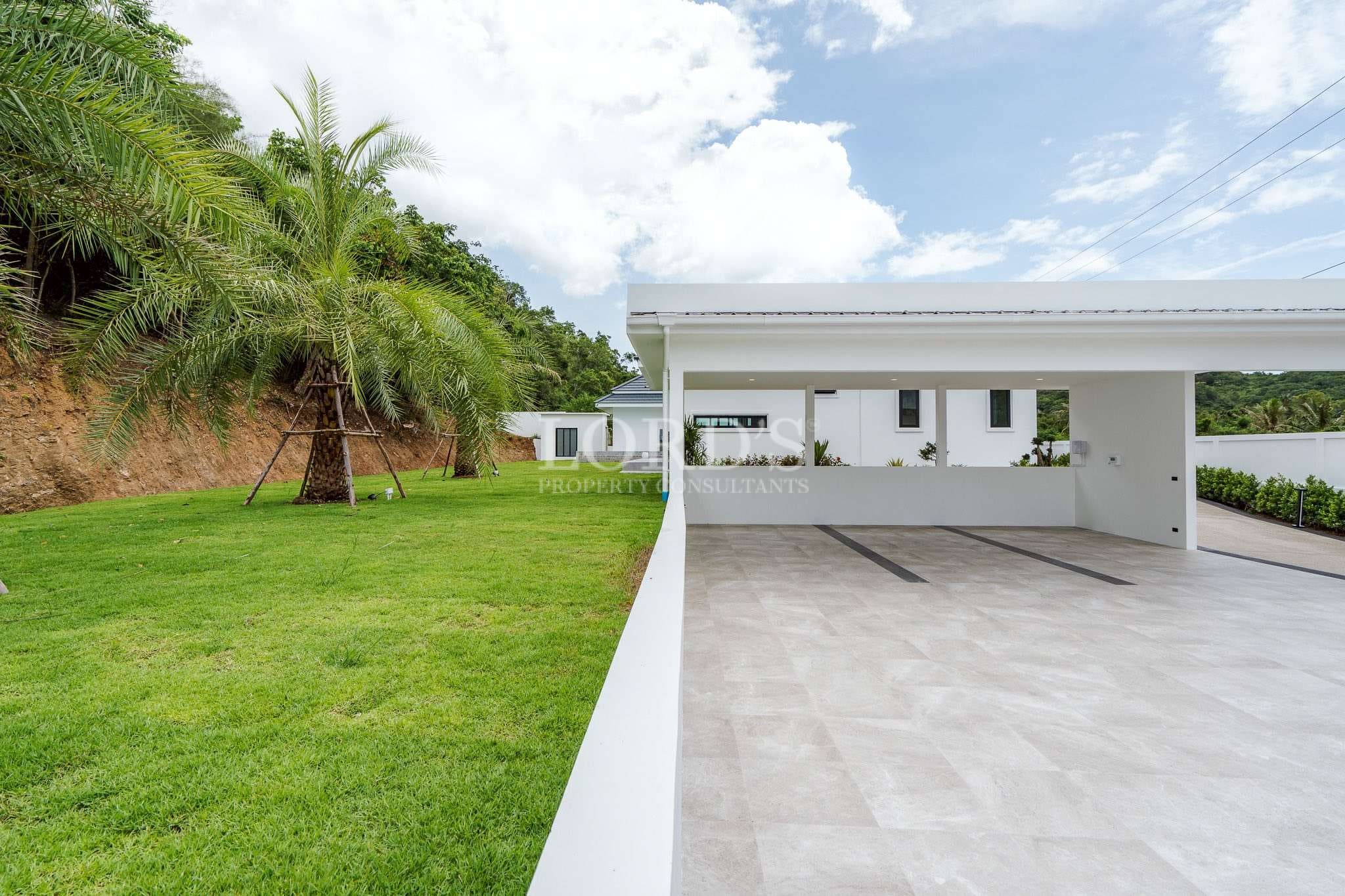 Modern house with landscaped yard
