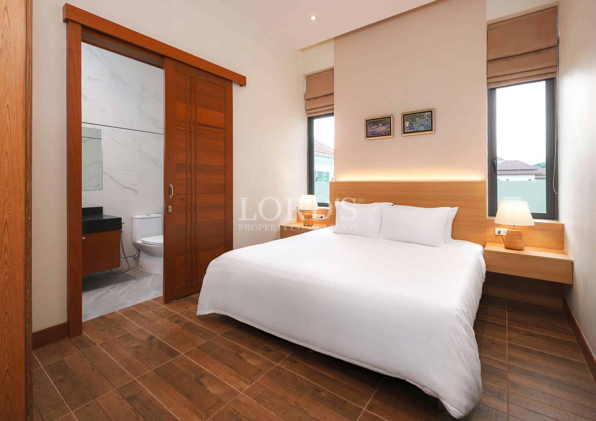 Modern bedroom with ensuite bathroom