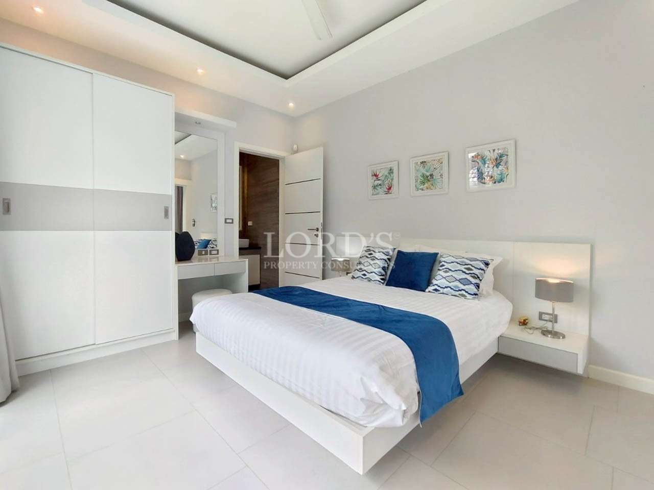 Modern bedroom with white decor