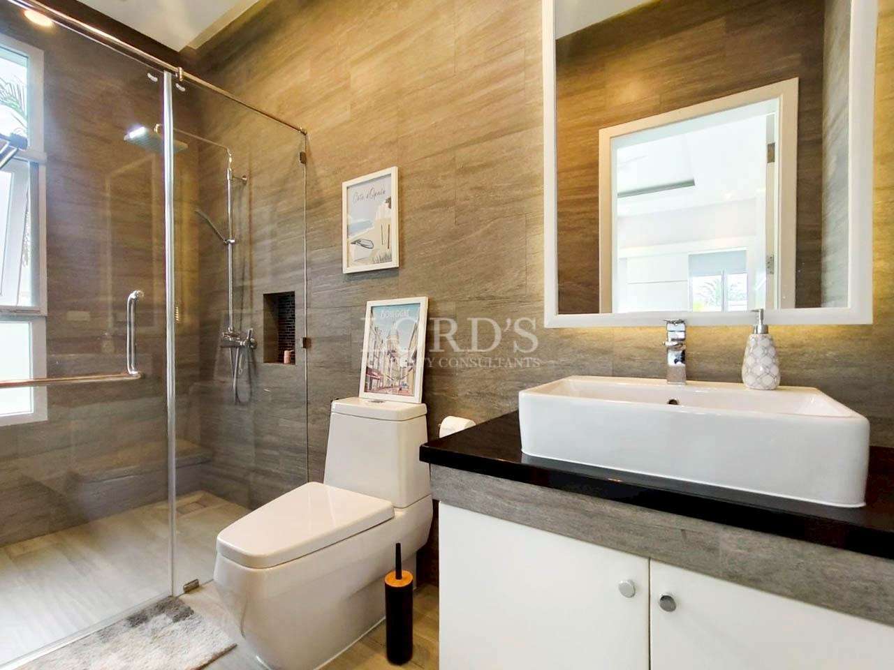 Modern bathroom with glass shower