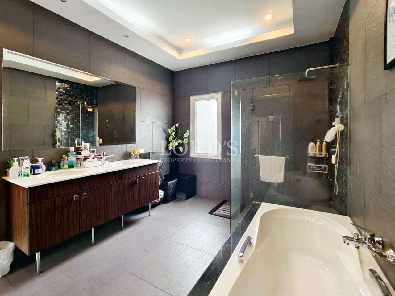 Modern bathroom with sleek design.