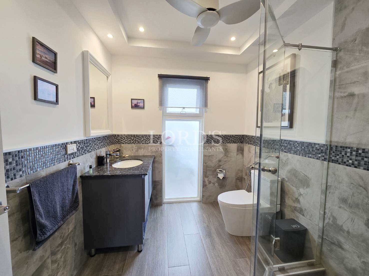 Modern bathroom with glass shower