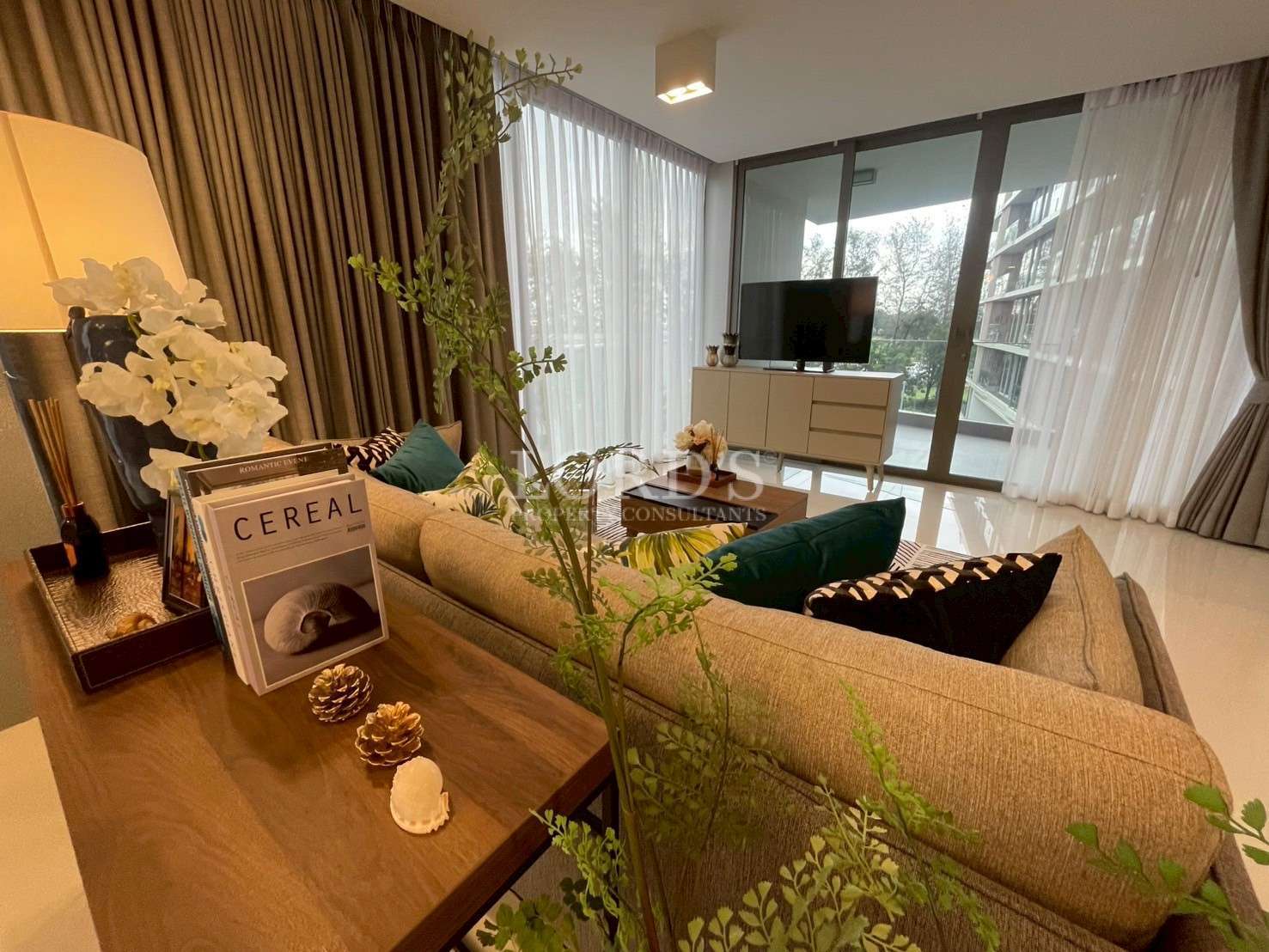 Modern living room with natural light