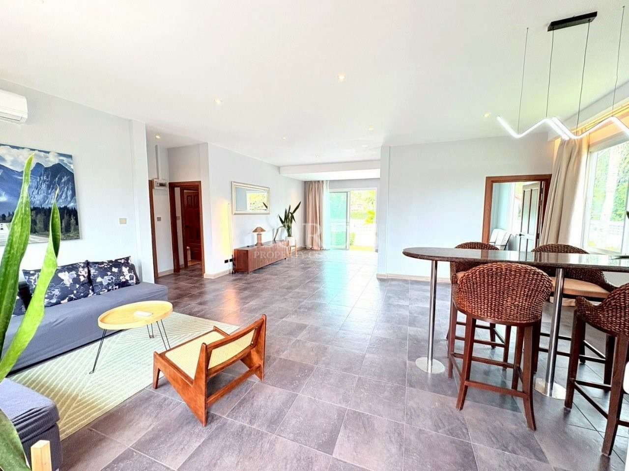 Modern living room with stylish furniture