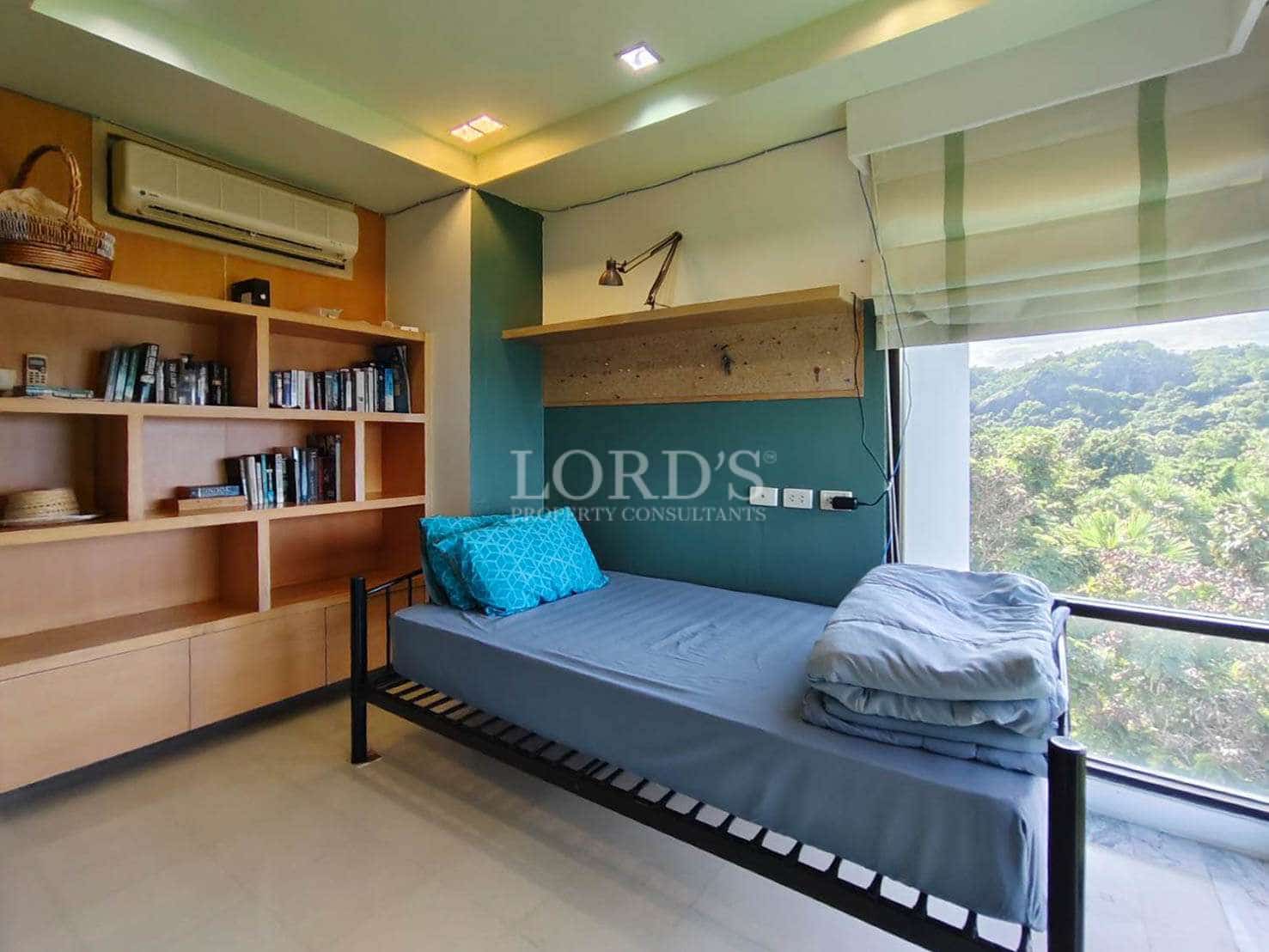 Cozy bedroom with mountain view