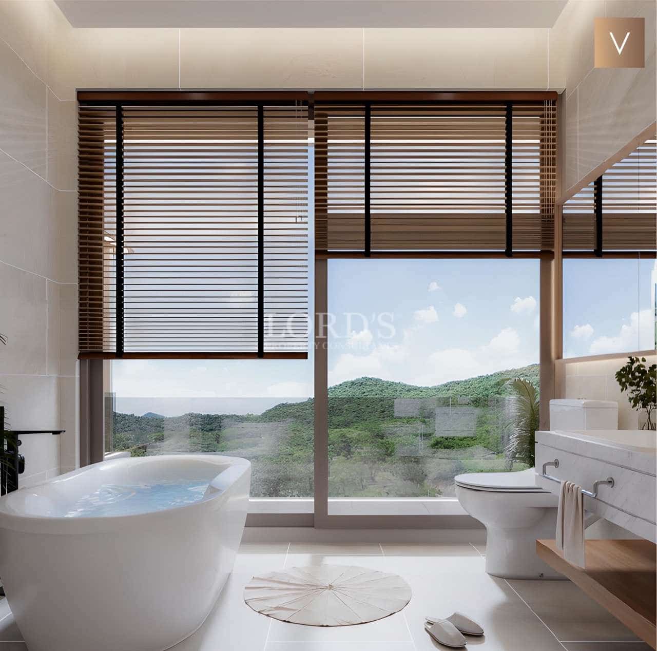 Modern bathroom with scenic view