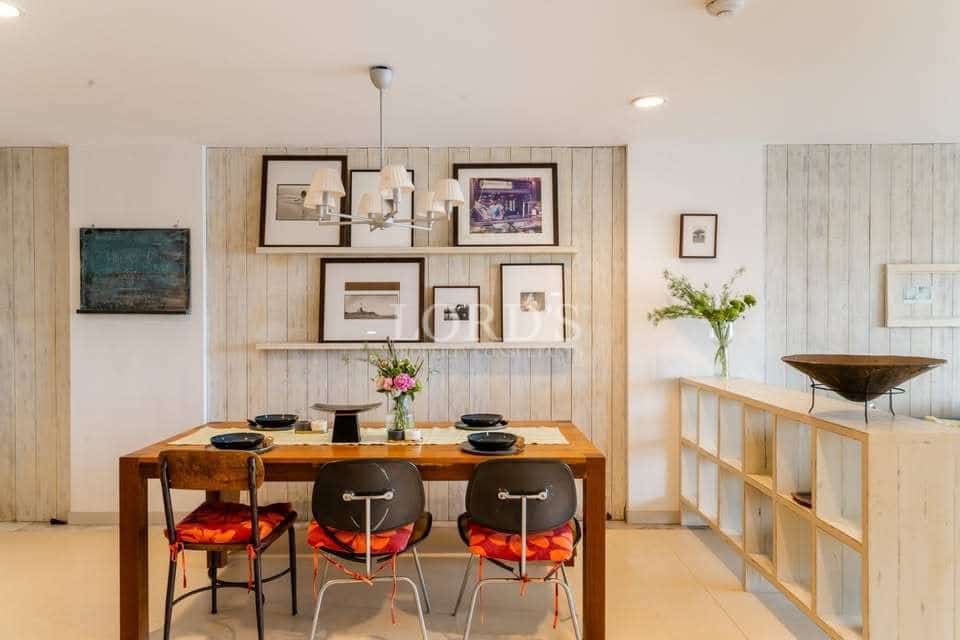 Modern dining area with artwork decor