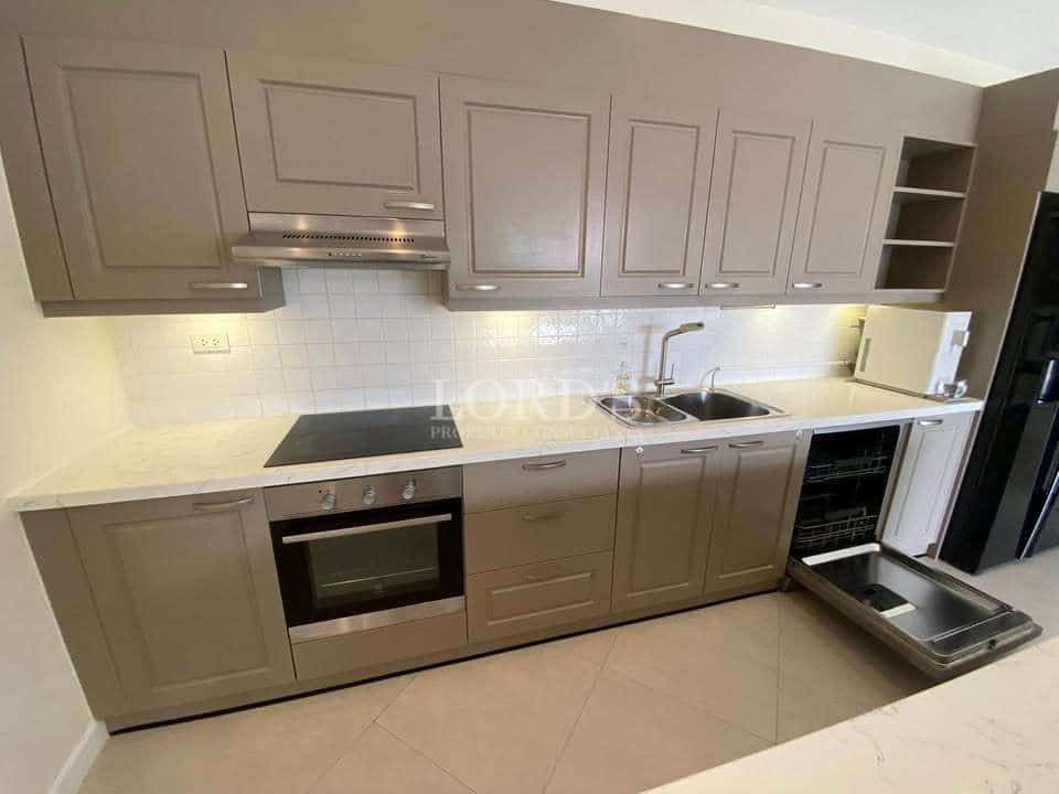 Modern kitchen with sleek cabinetry.