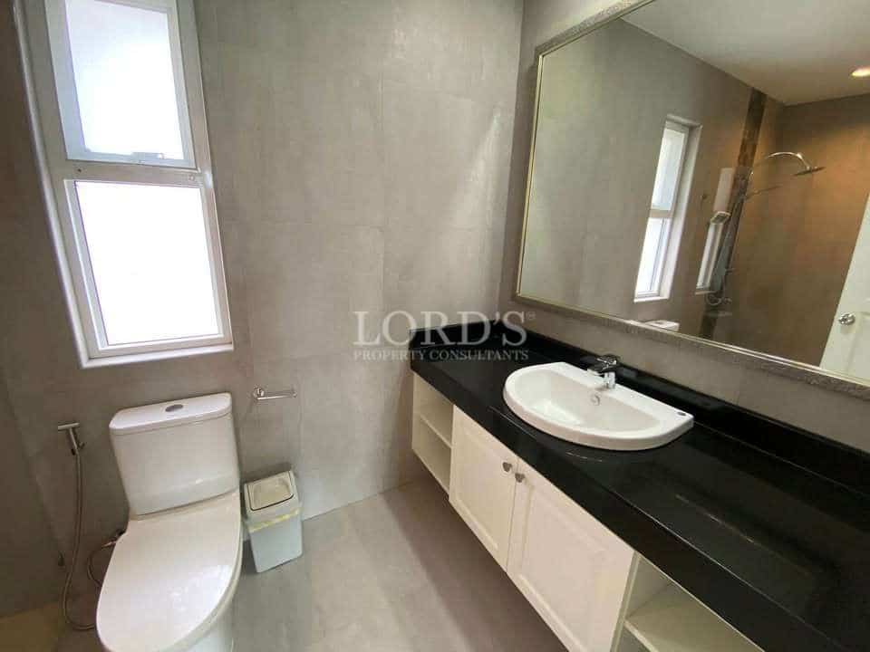 Modern bathroom with sleek design.