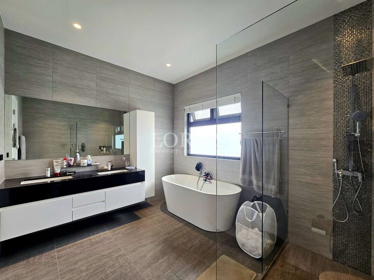 Modern bathroom with glass shower
