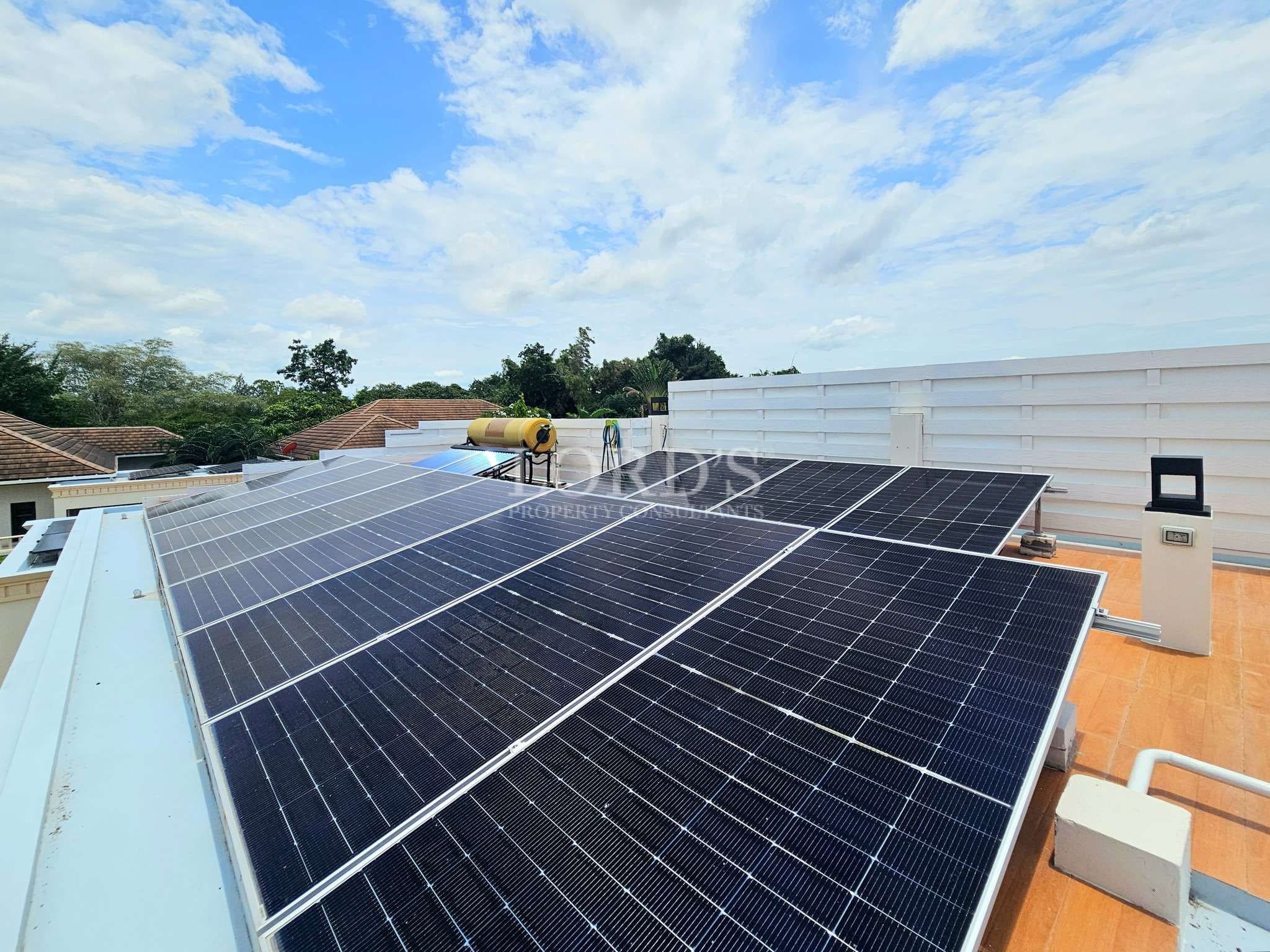 Rooftop solar panel system installed on a residential property