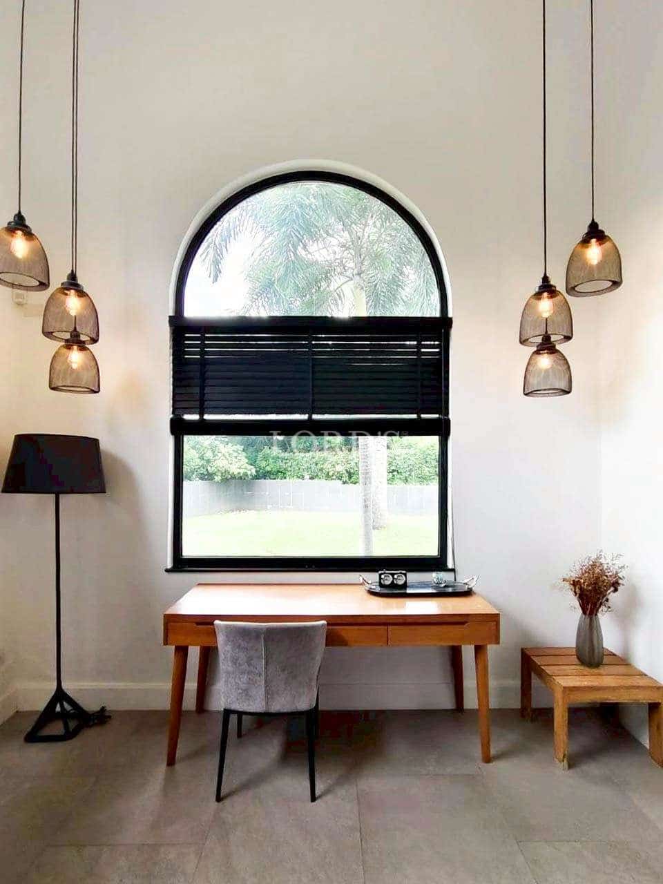 Modern workspace with elegant lighting.