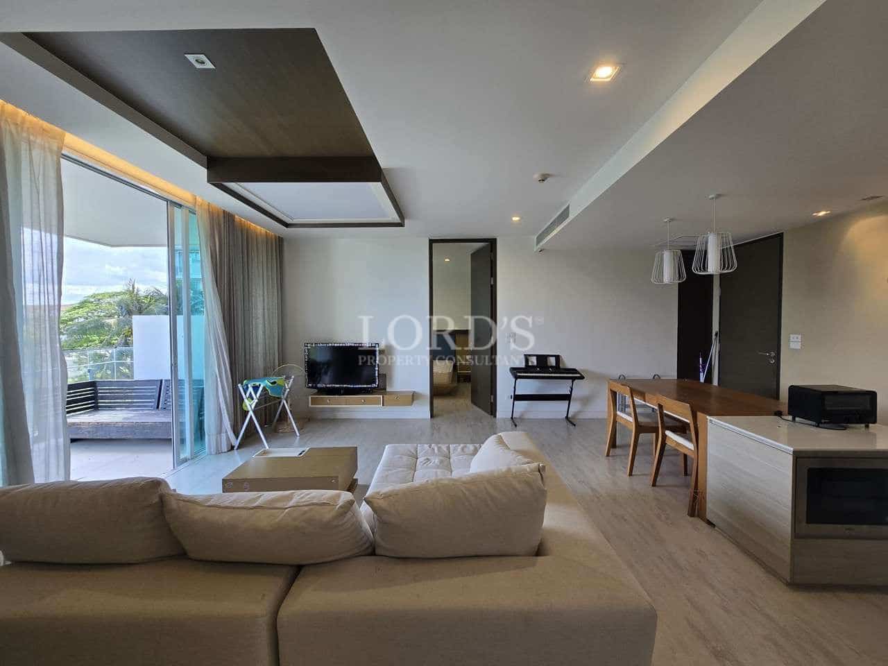 Modern living room with balcony view