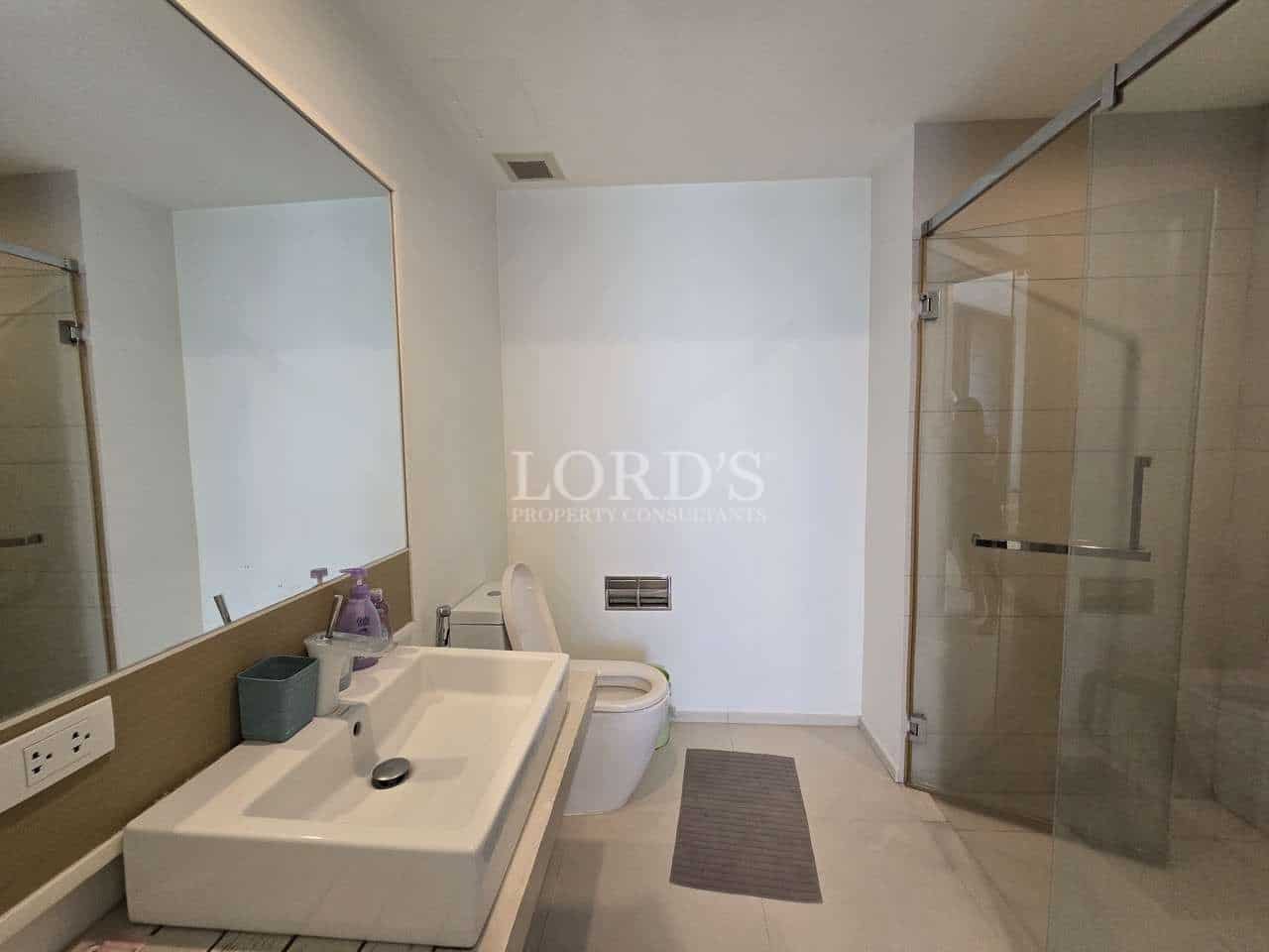 Modern bathroom with shower and sink