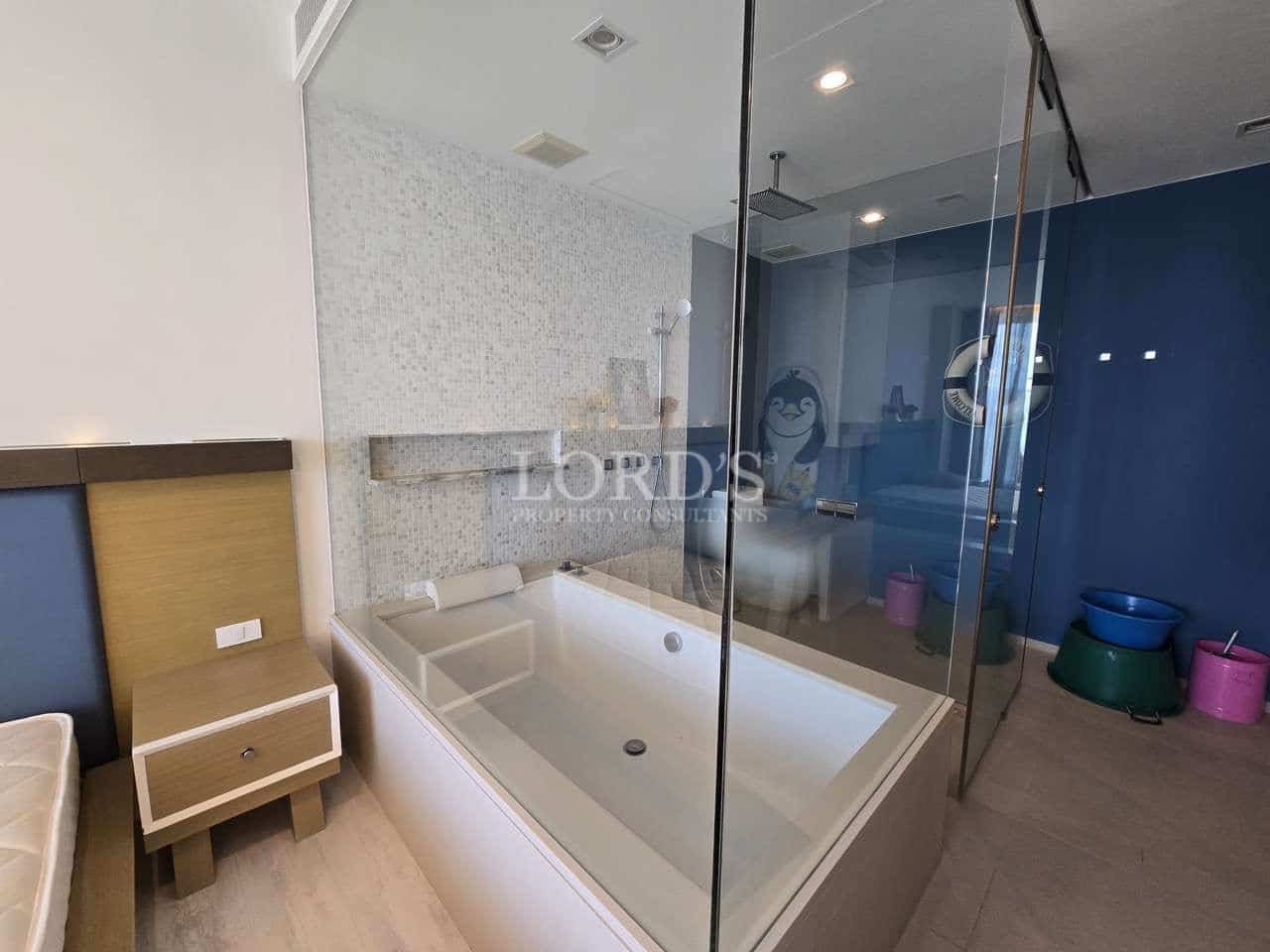 Modern bathroom with glass shower