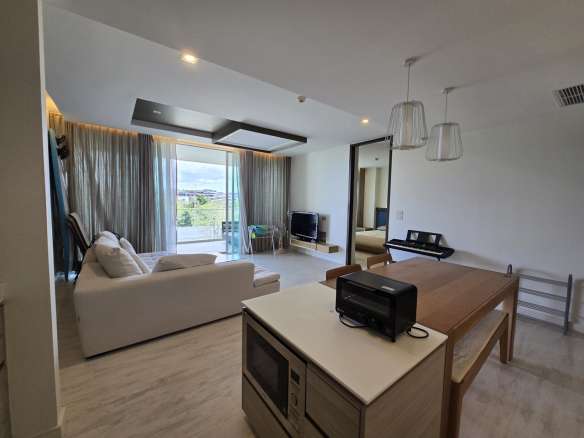 Modern living room with dining area