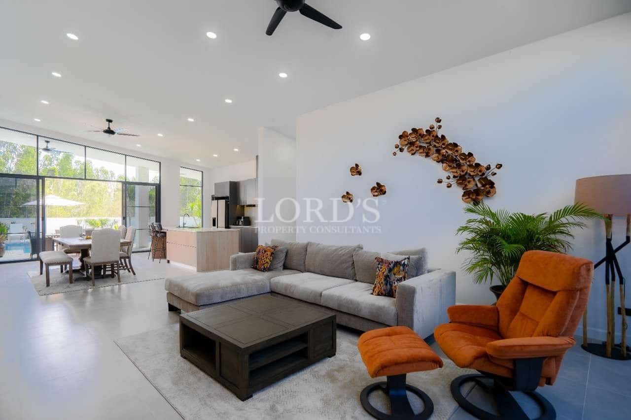 Modern living room with stylish furniture.