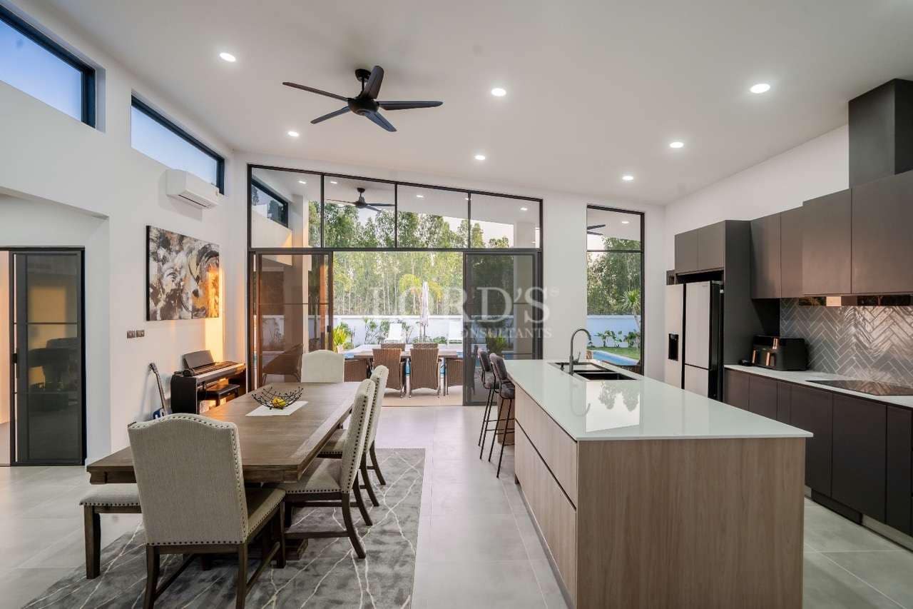 Modern kitchen and dining area