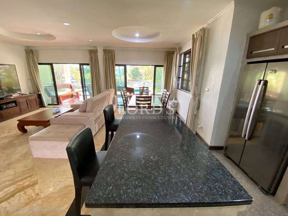 Modern living room and kitchen area