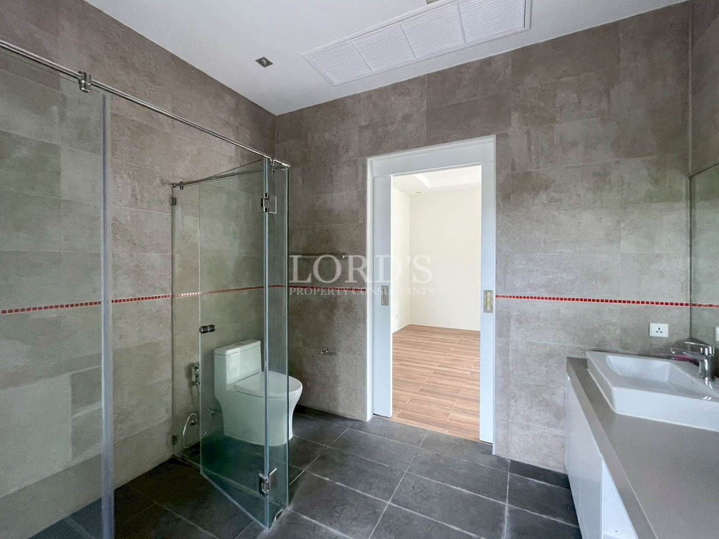 Modern bathroom with glass shower