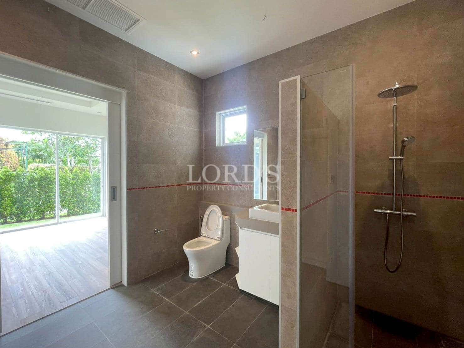 Modern bathroom with shower and toilet