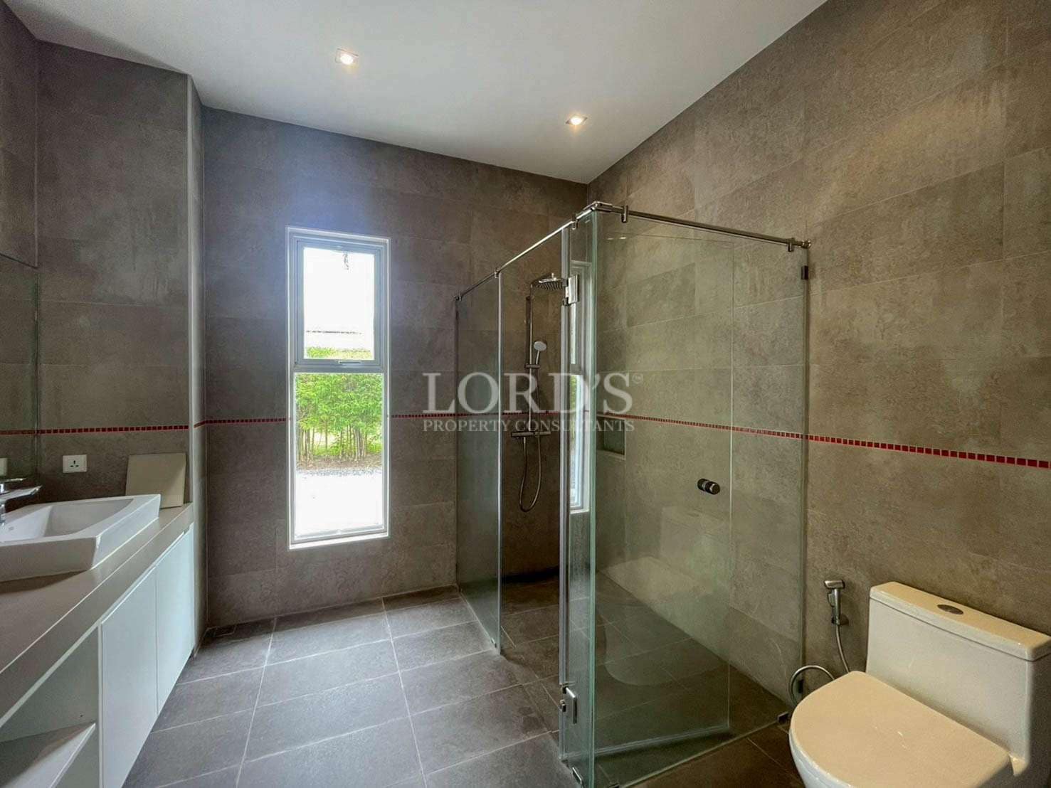 Modern bathroom with glass shower