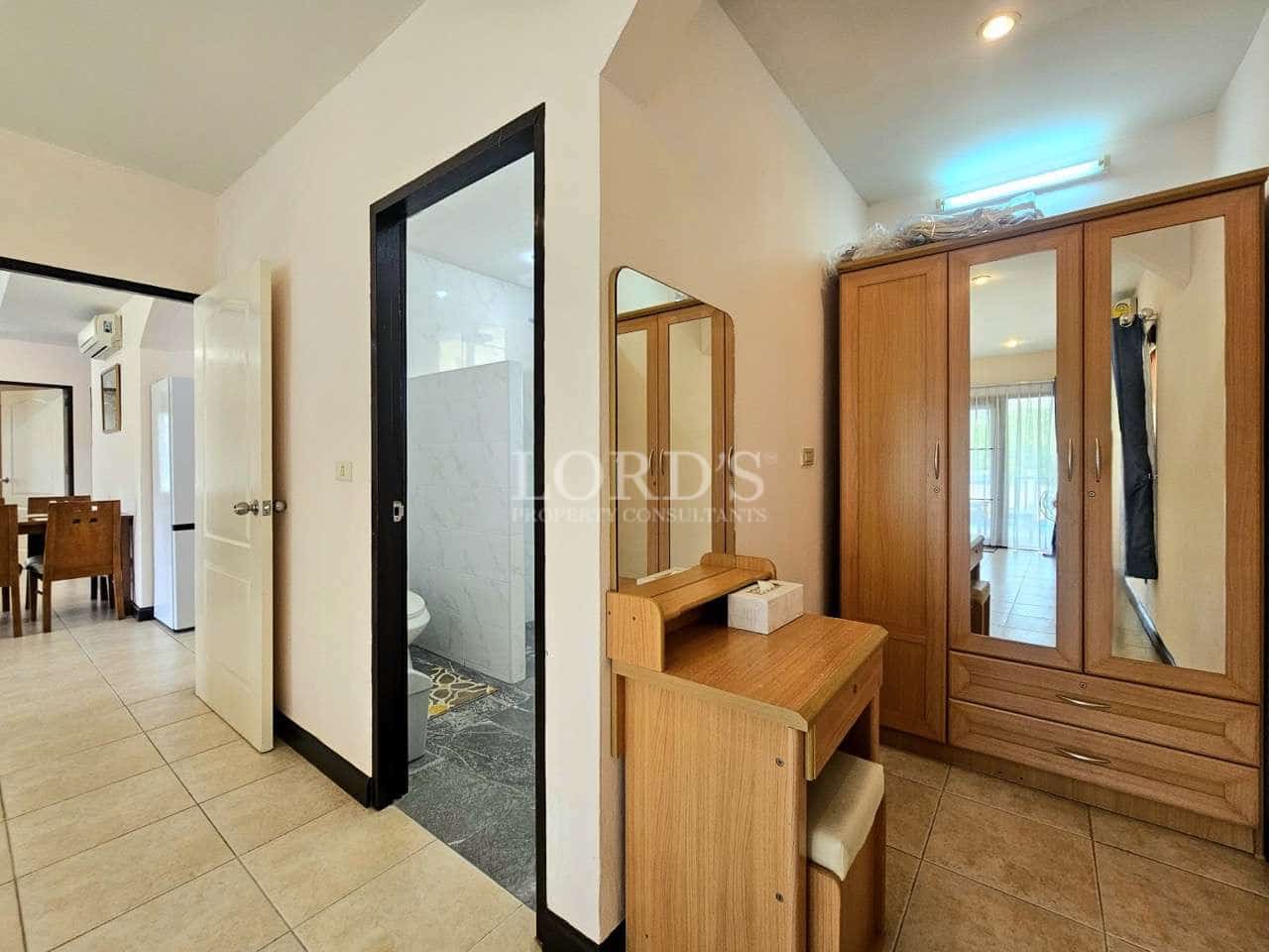 Cozy room with furniture and mirror