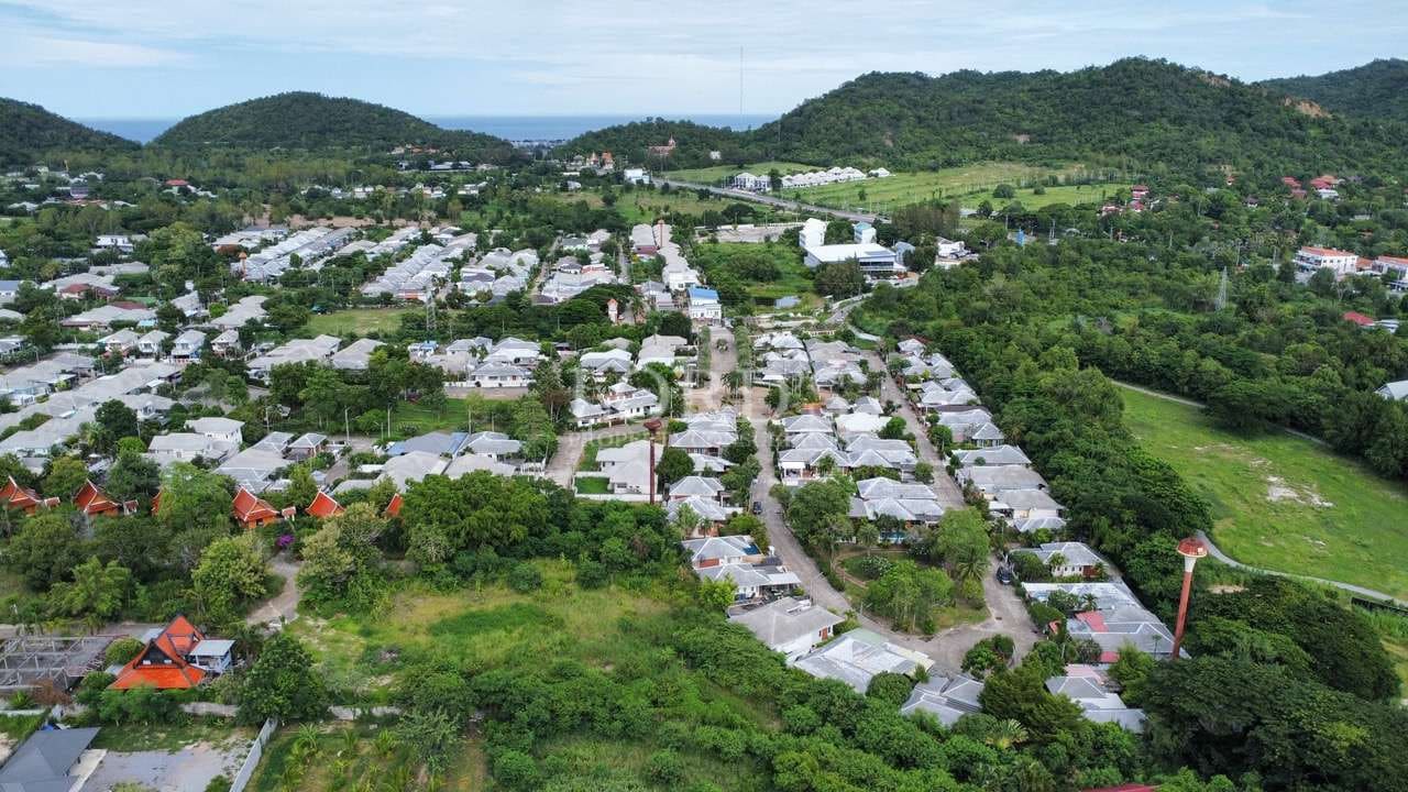 Aerial view of a suburban area.