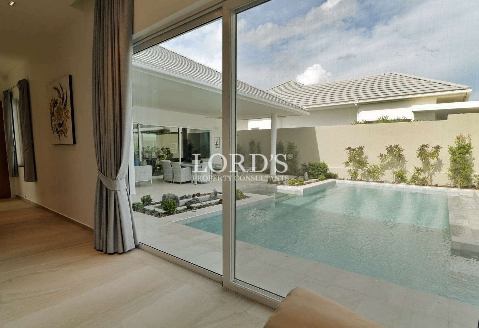 Modern home with pool view