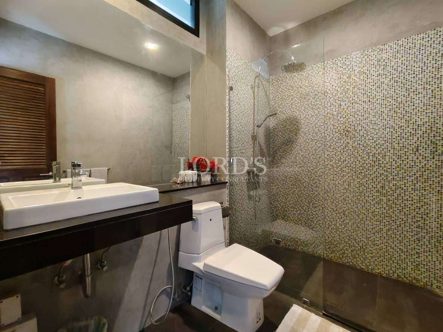 Modern bathroom with glass shower