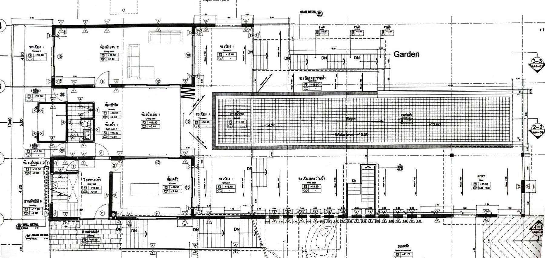 architectural floor plan with garden