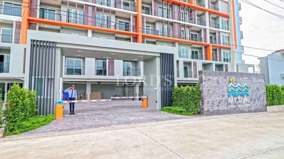 Modern building entrance with security