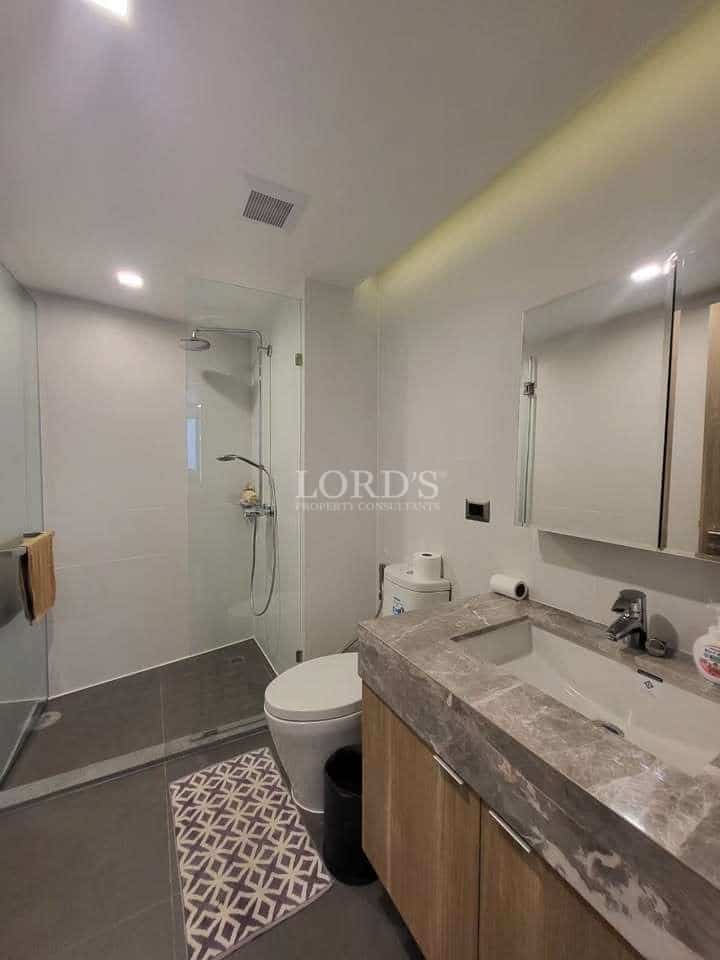 Modern bathroom with shower and sink