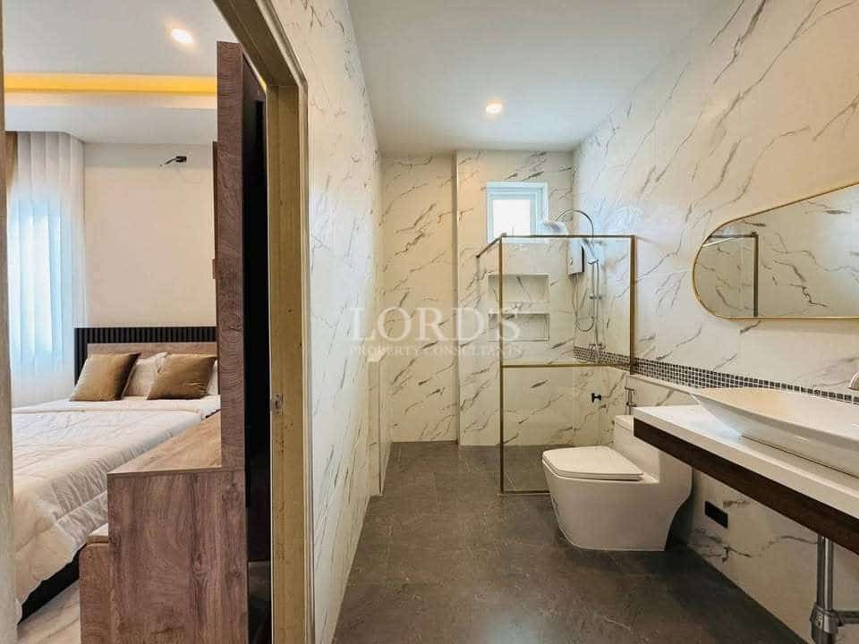 Modern bedroom and bathroom interior design