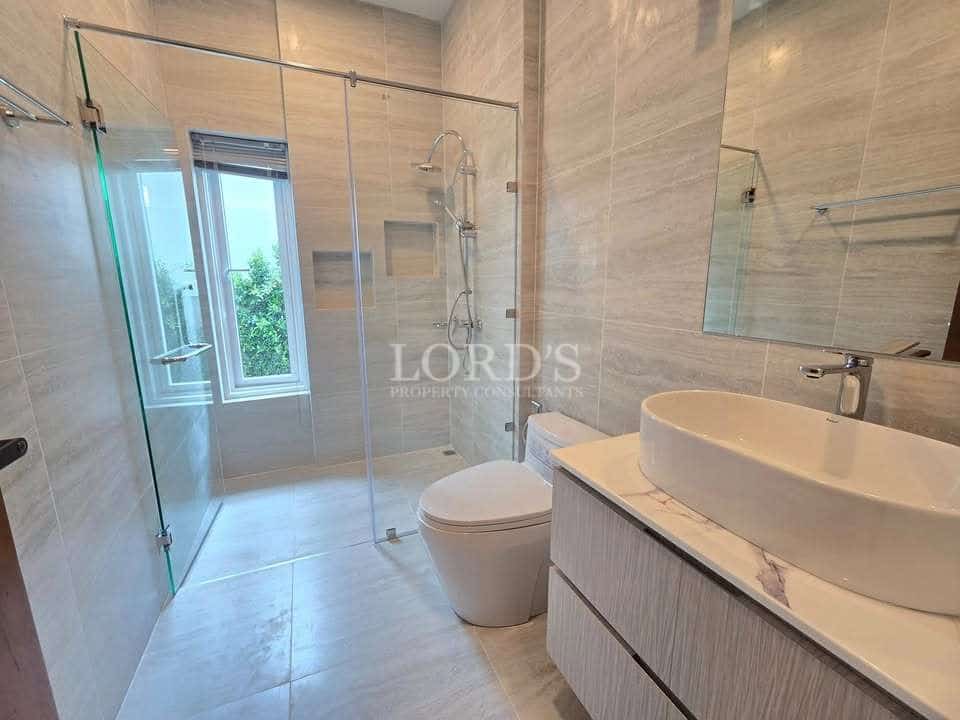 Modern bathroom with glass shower