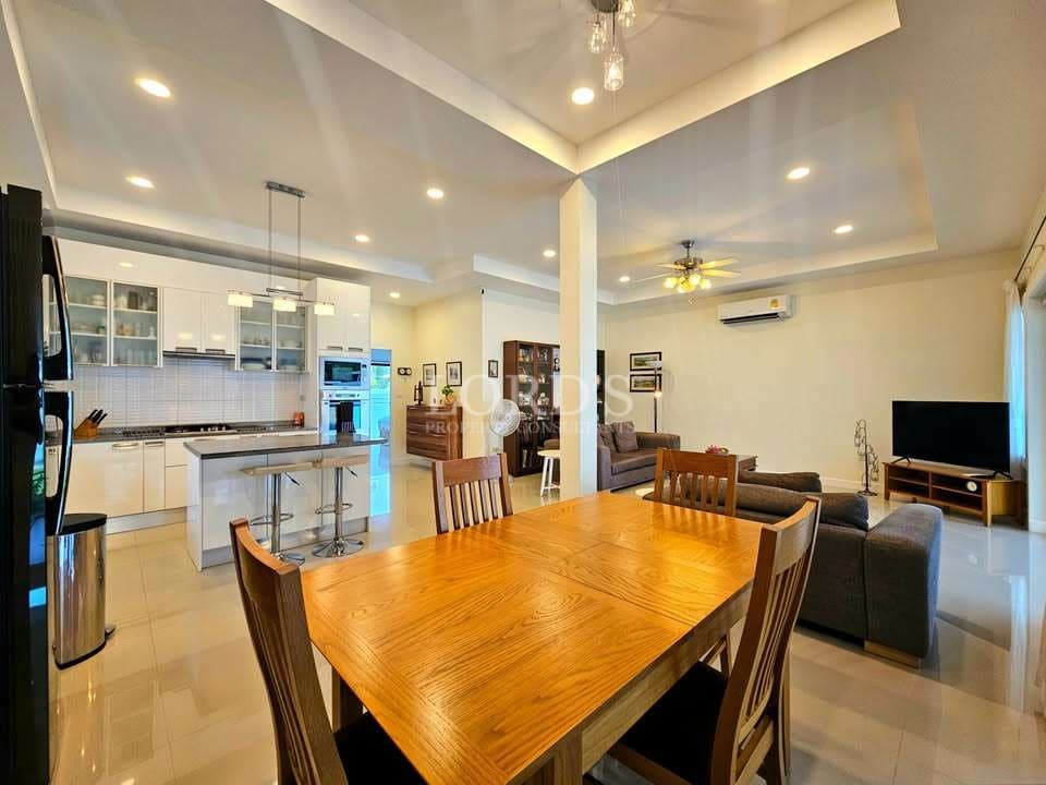 Modern open-concept living and dining area