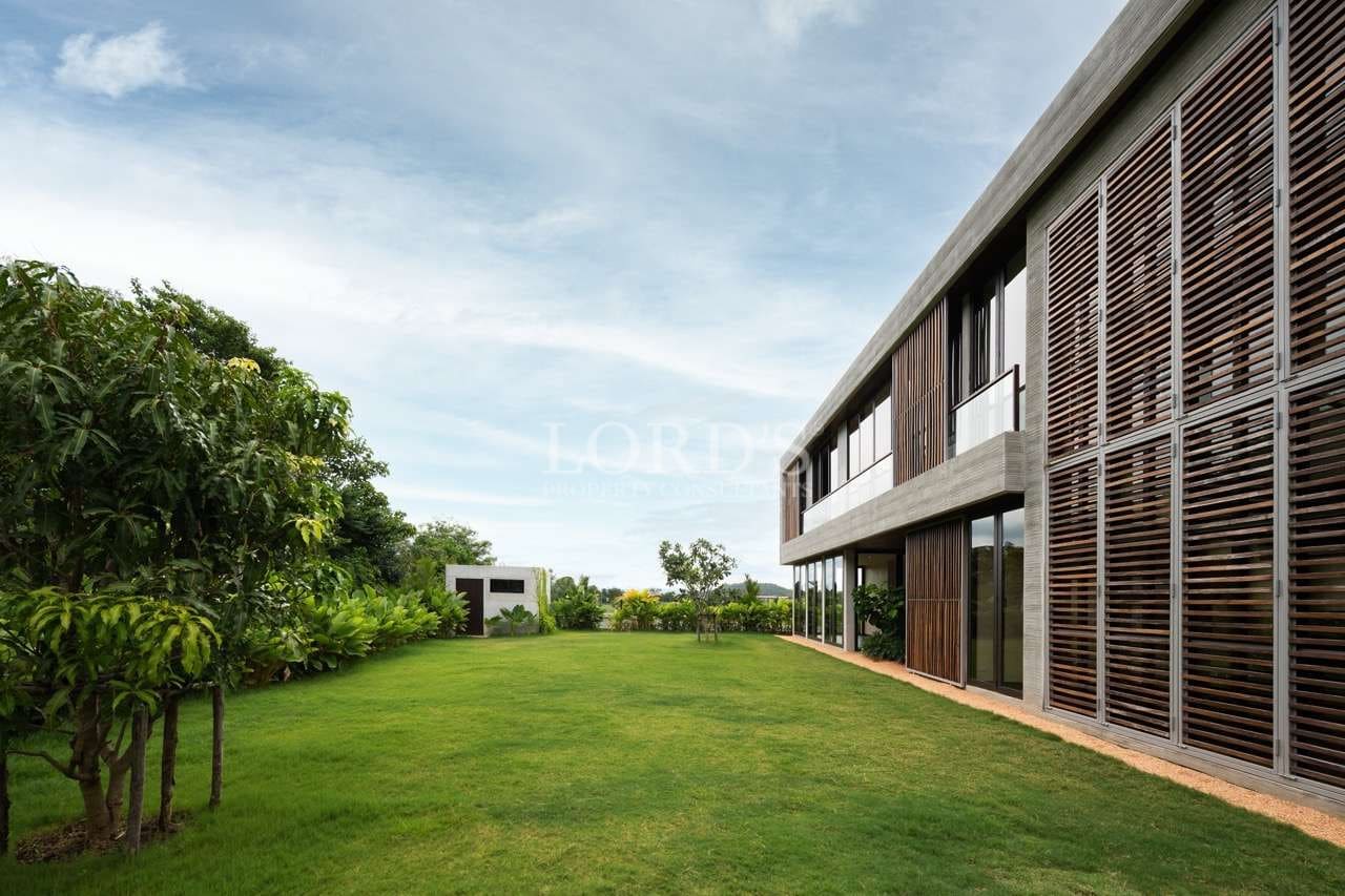 Modern house with green landscape