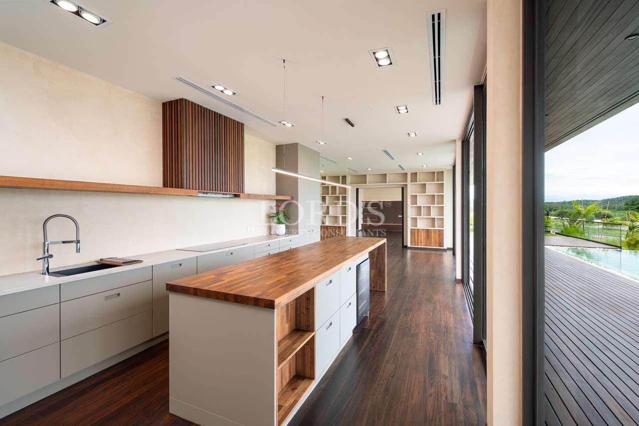 Modern kitchen with wooden accents
