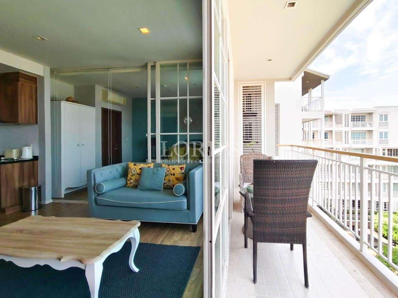 Cozy living space with balcony view