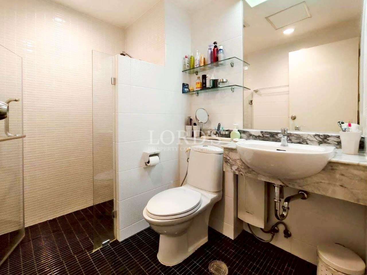 Modern bathroom with shower and sink