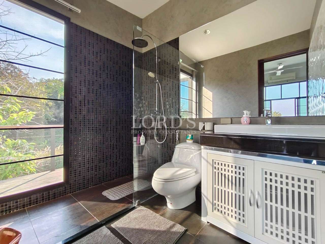 Modern bathroom with natural light
