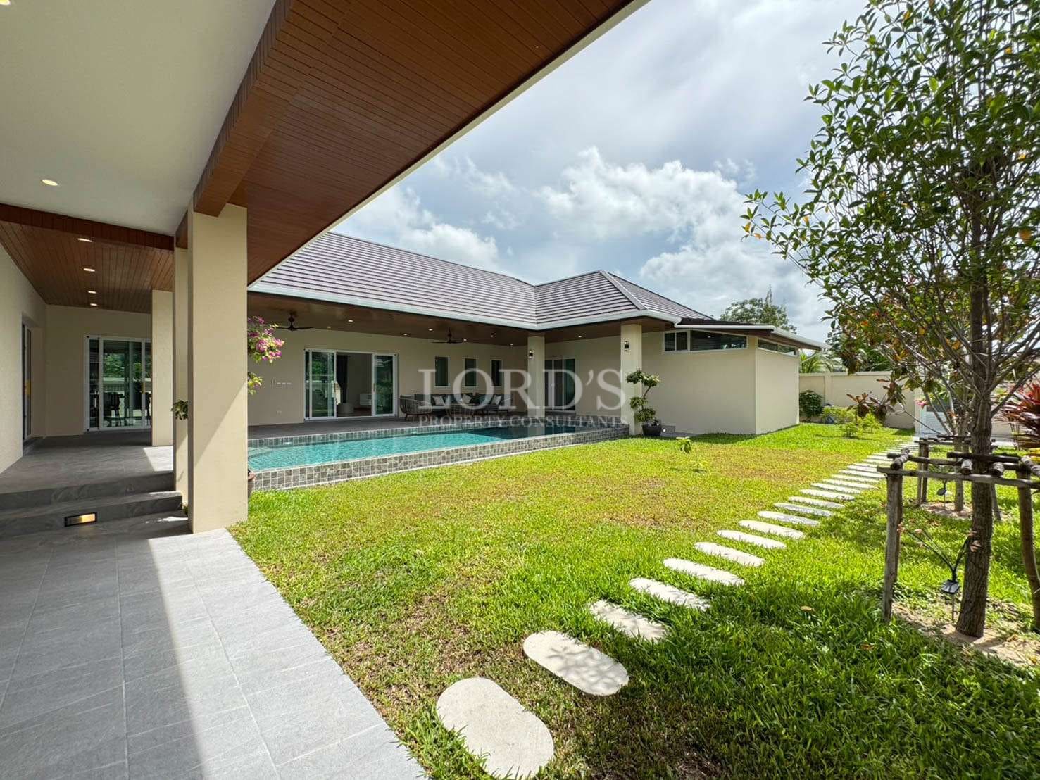 Modern house with pool and garden