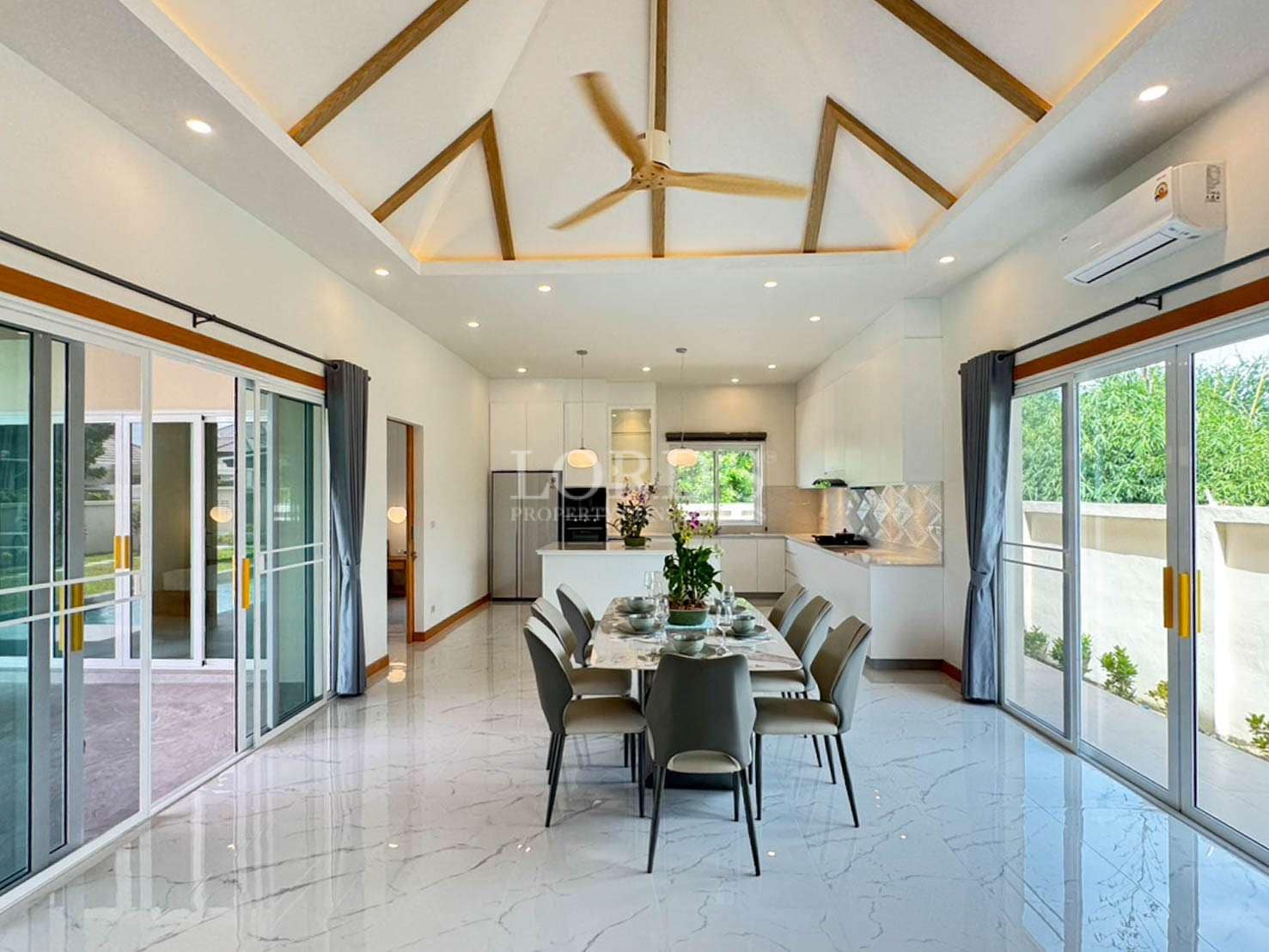 Modern kitchen and dining area