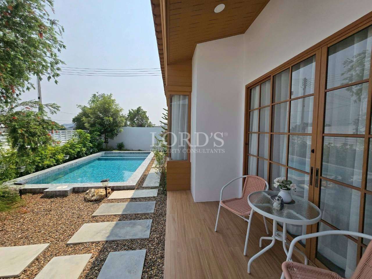 Modern house with pool and patio