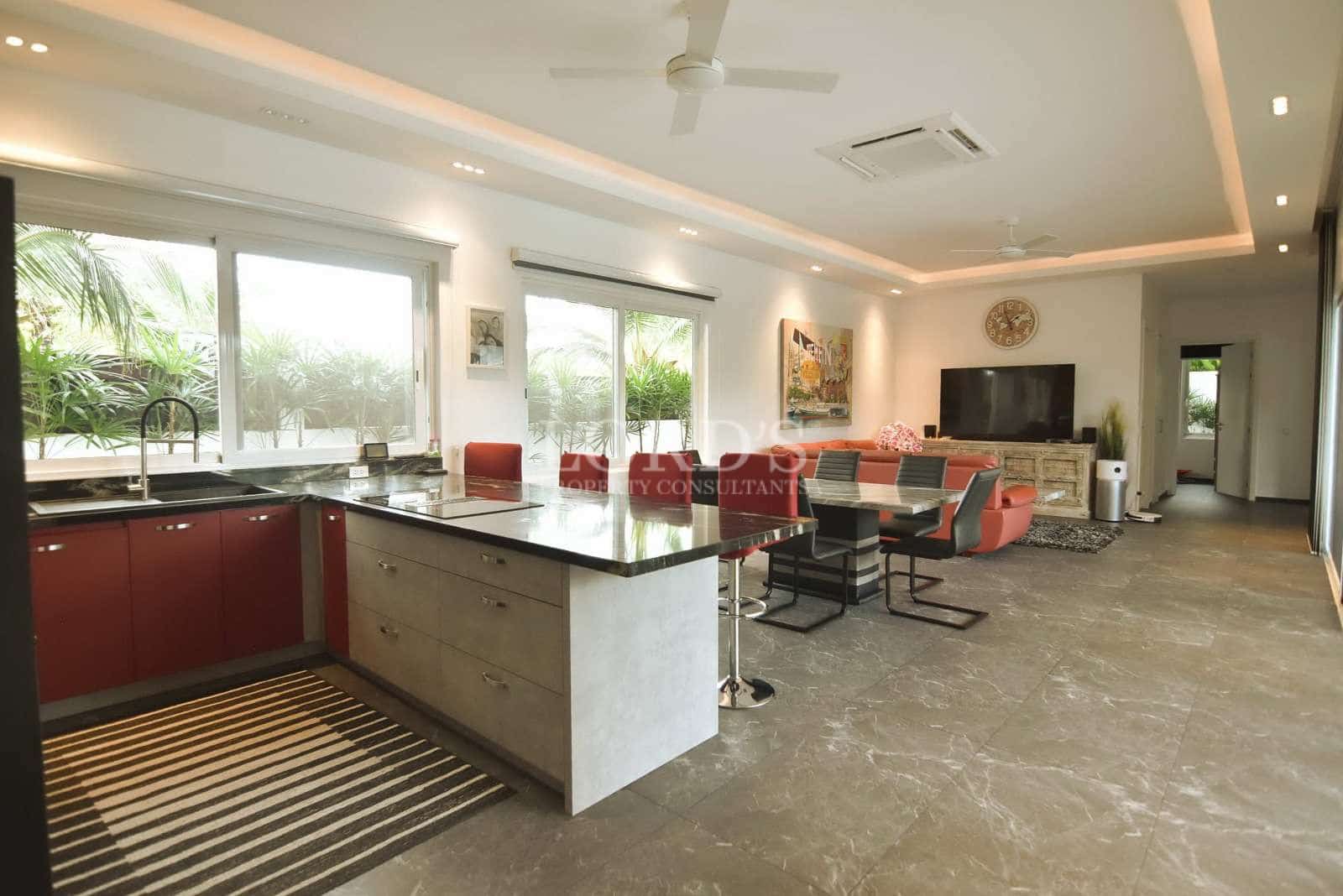 Modern kitchen and living area