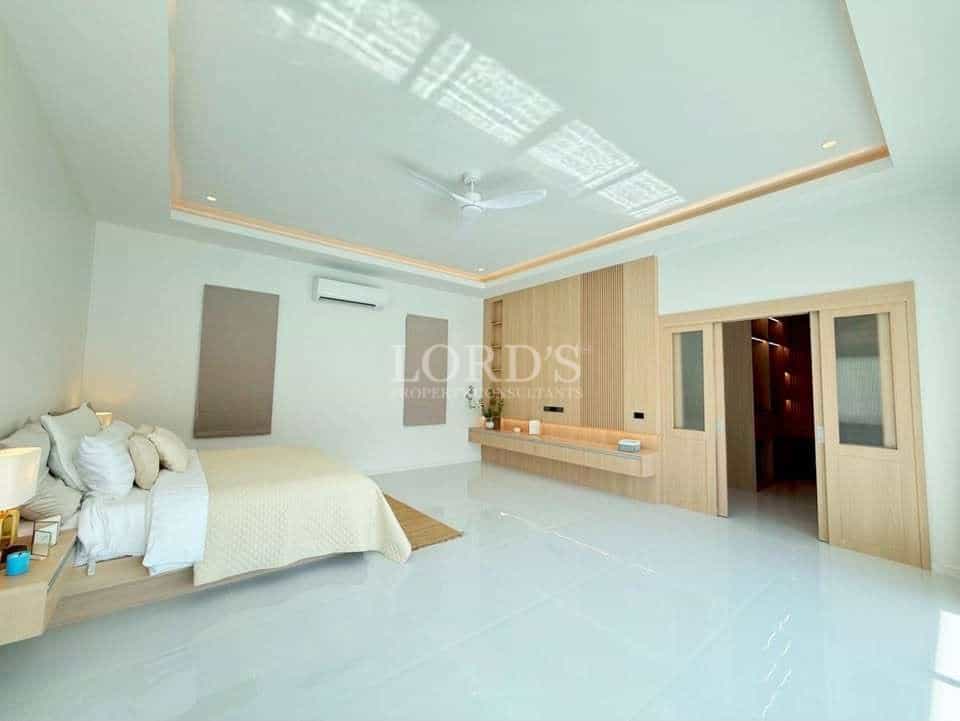 Spacious modern bedroom with minimal decor