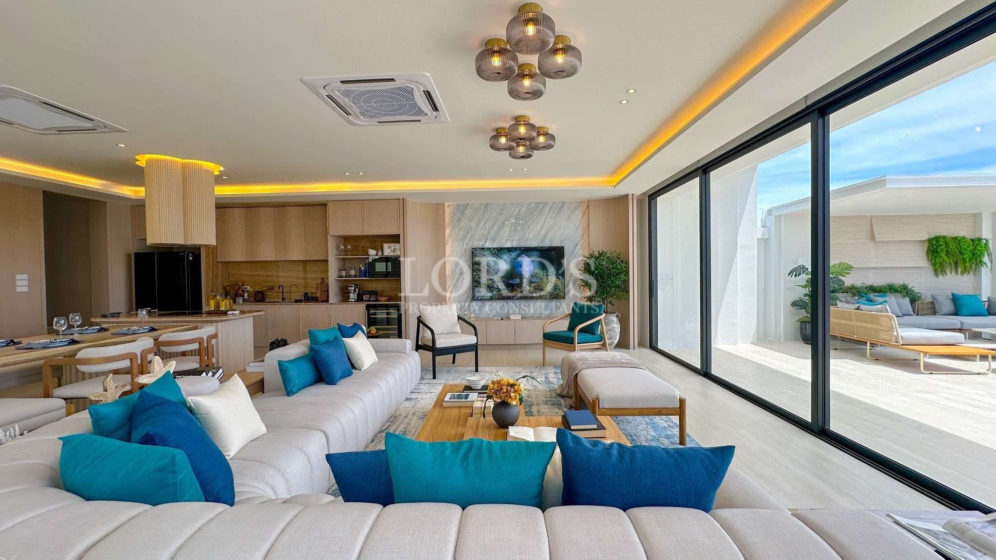 Modern bedroom with scenic view