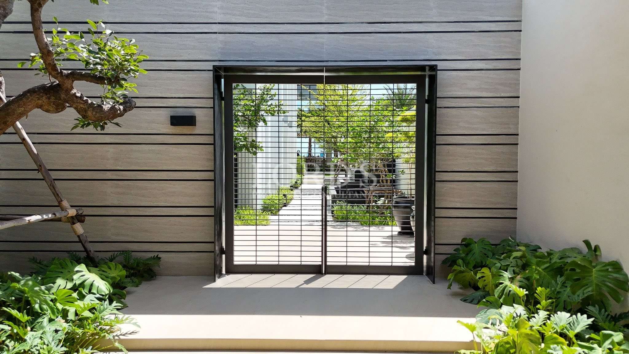 Aerial view of modern pool area